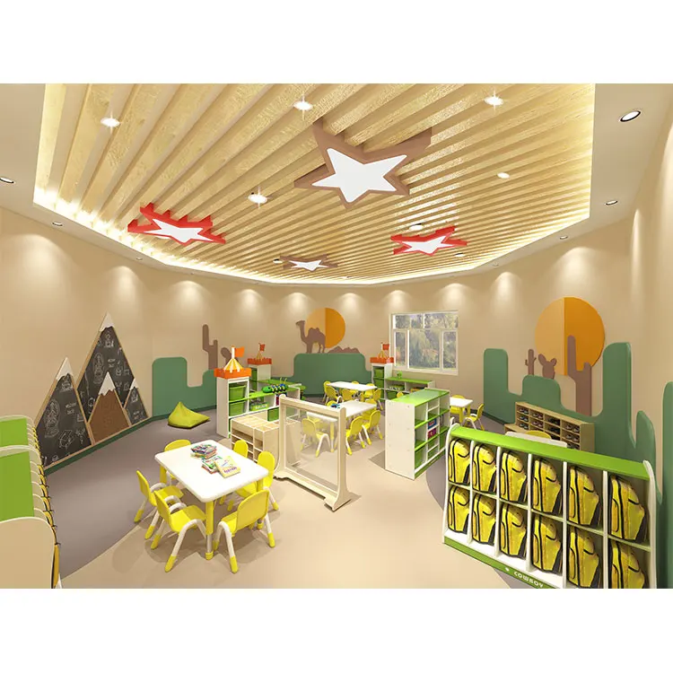 New Product Soft Daycare Plastic And Wood Table Chair Set Playroom Furniture