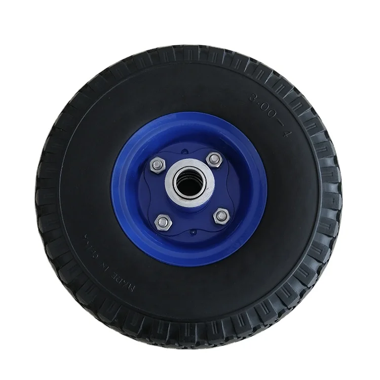 
High Quality Puncture proff Flat Free 10 inch 3.00-4 Pu Foam Wheel for trolley tool cart 