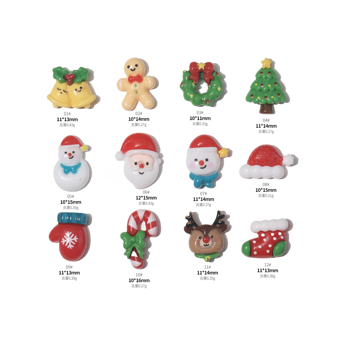 3D Xmas Kawaii Nail Art Craft Resin Charms Cute Snowman Reindeer Christmas Tree Nail Charms Decoration