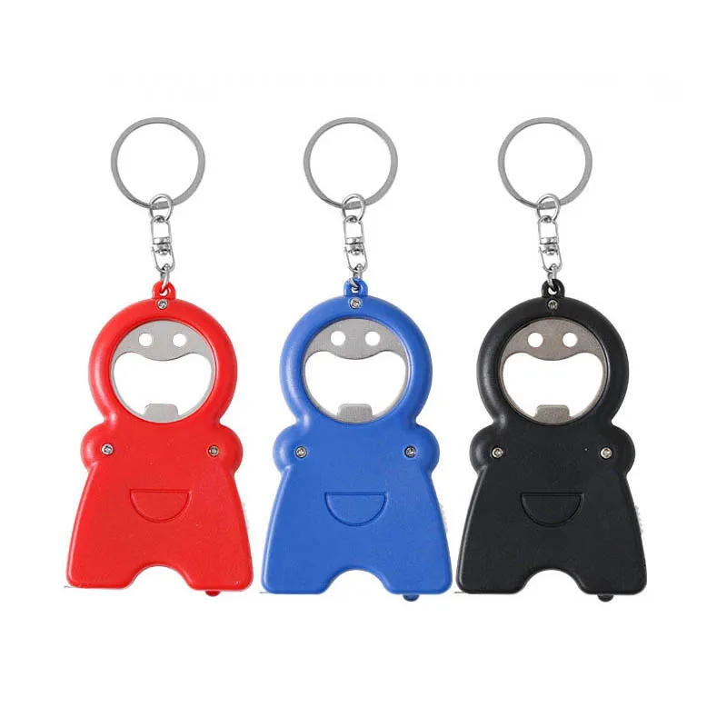 Human Shaped Lovely LED Light 1m Tape Measure Key Ring Bottle Opener ABS Multipurpose Keychains