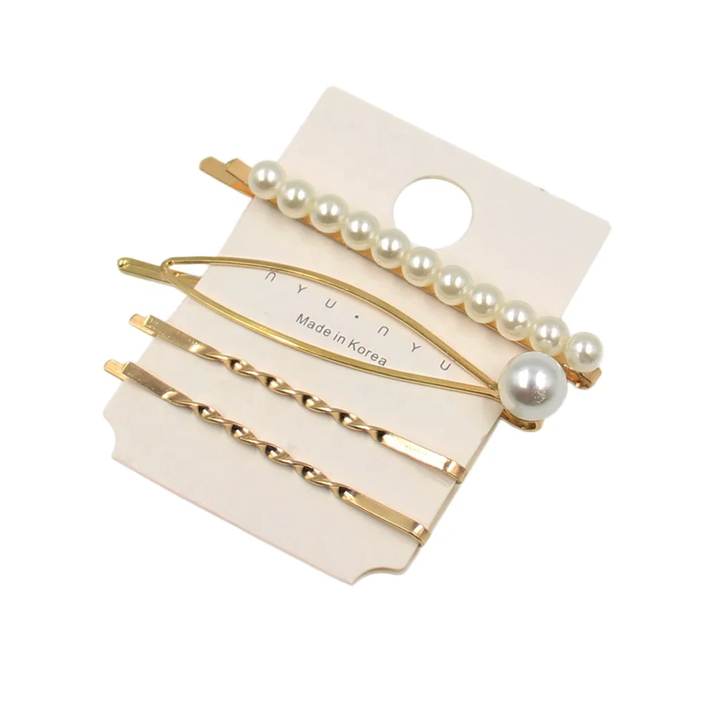 Pearl hairpin gold and silver hair accessories clip unique pearl hair barrettes