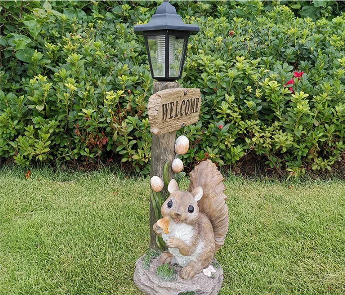 Resin solar squirrel ornaments small animal garden decorations decoration crafts