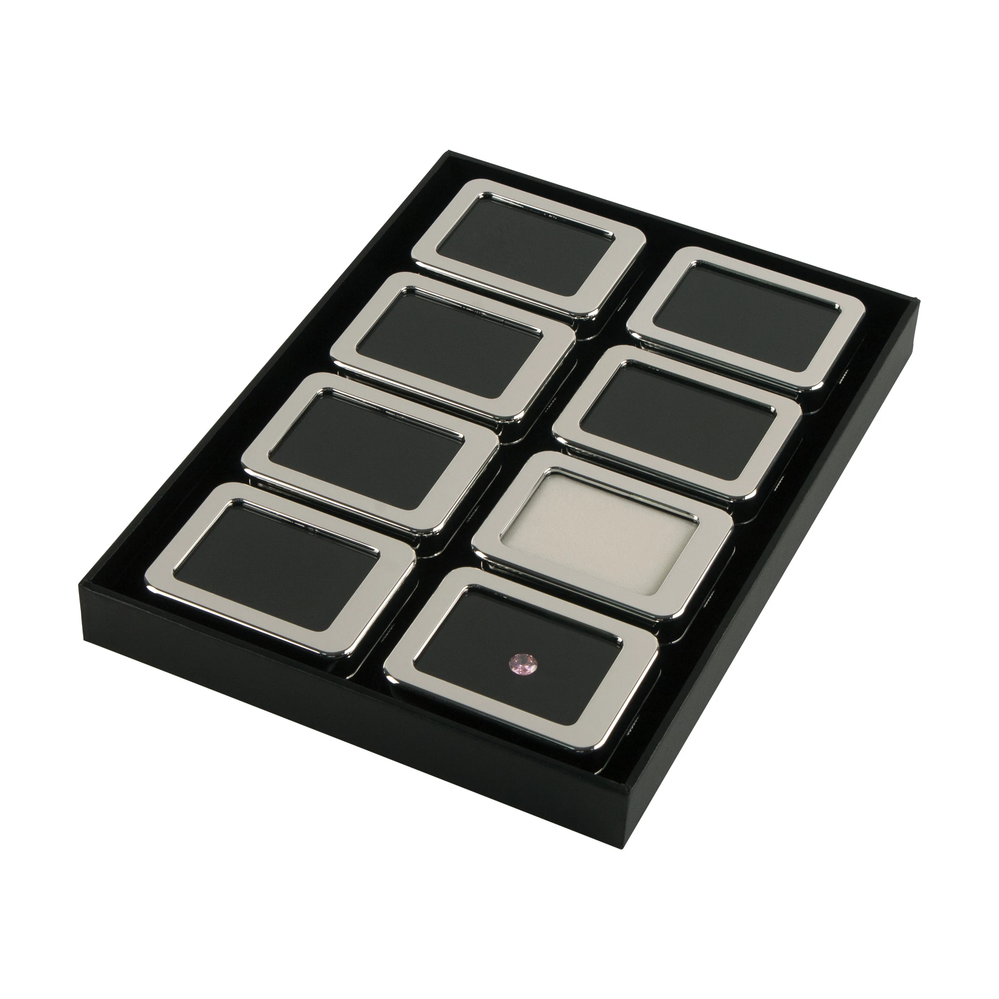 Rectangle loose gemstone display container diamond storage showcase jewelry holder gem trays gem display box