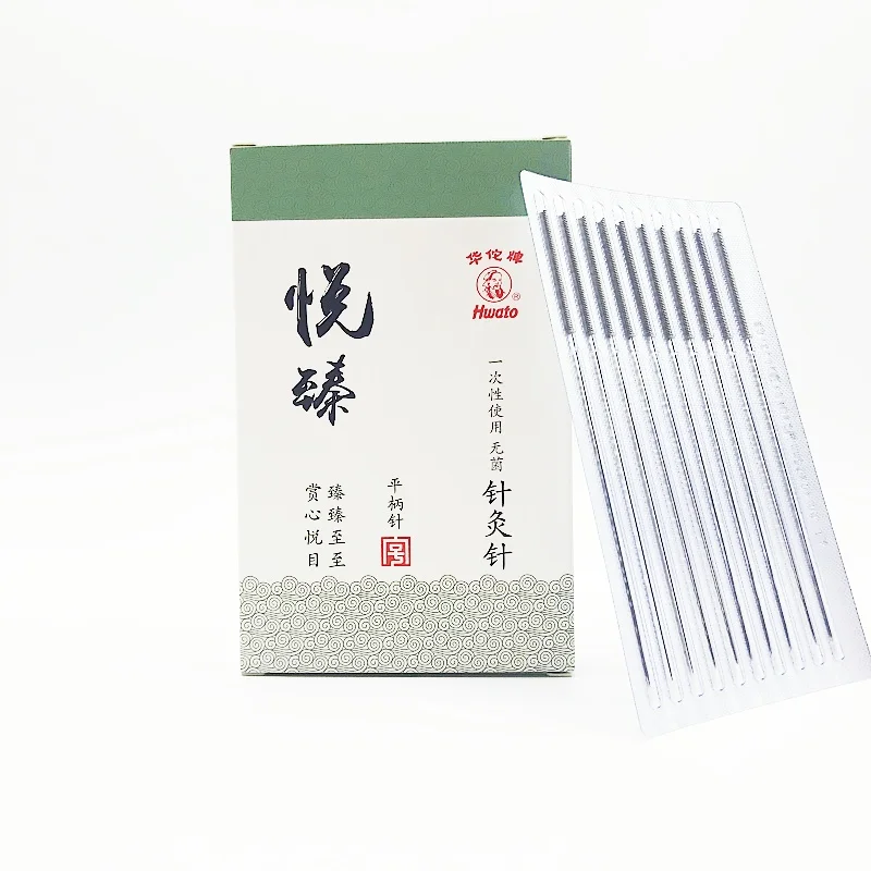 Hwato 100pcs/Box nonreusable Sterile Flat Handle Acupuncture Needle Medical Beauty Massager for Body for Massage