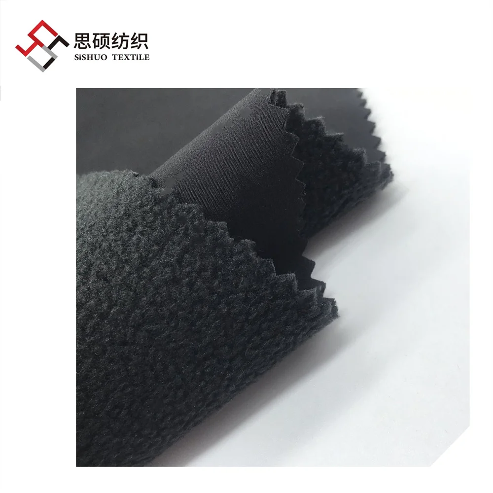 300GSM recycle rpet Nylon 15%Spandex woven four way stretch bonded polar fleece fabric for outdoor jacket