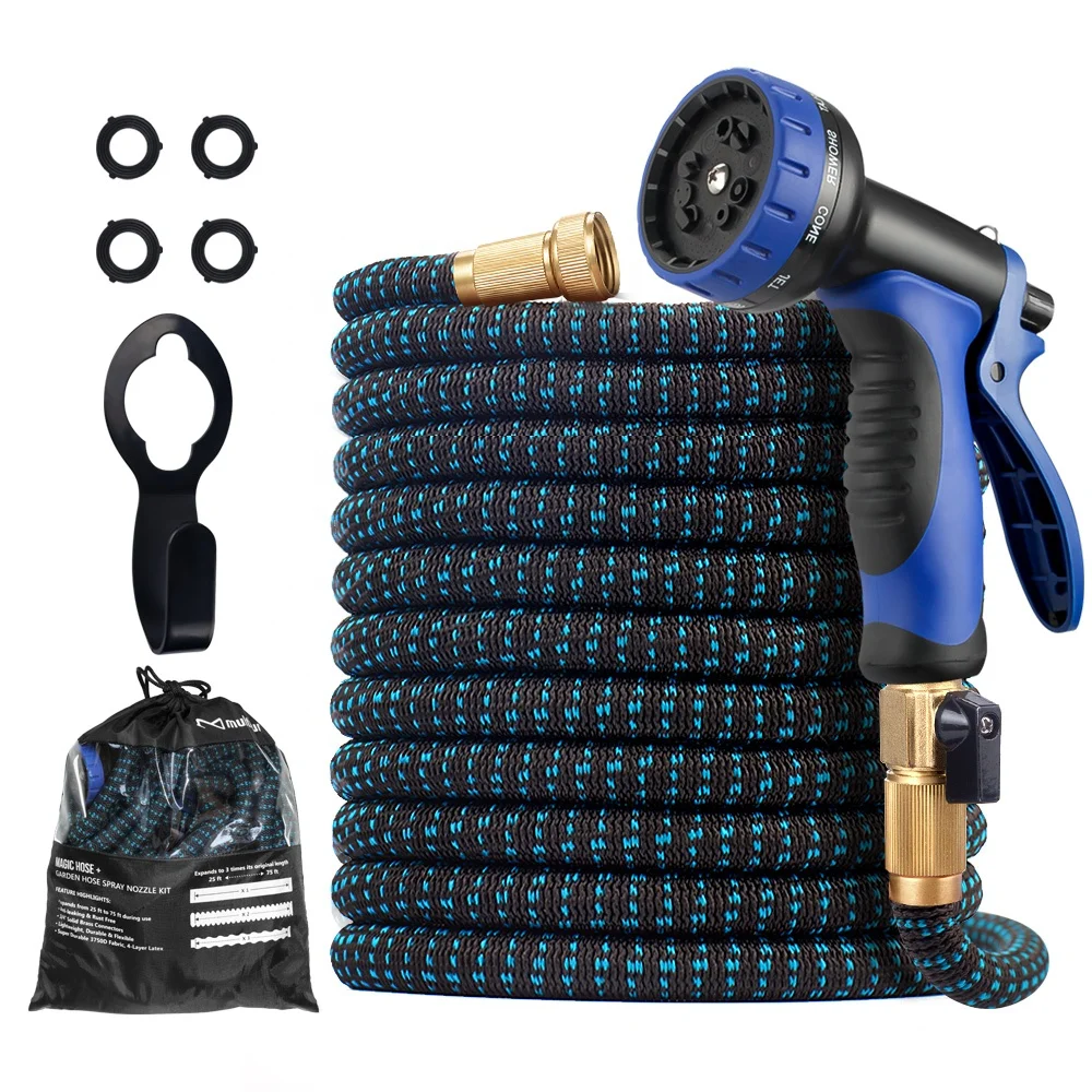 
75ft Flexible Expanding Garden Hose with ABS Sprayer Telescopic Magic Water Garden Hose 
