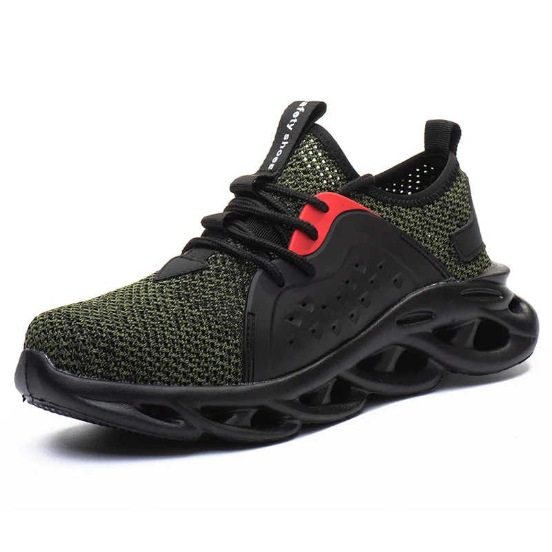 best selling flying mesh surface light breathable work shoes PU soles wear resistant safety shoes