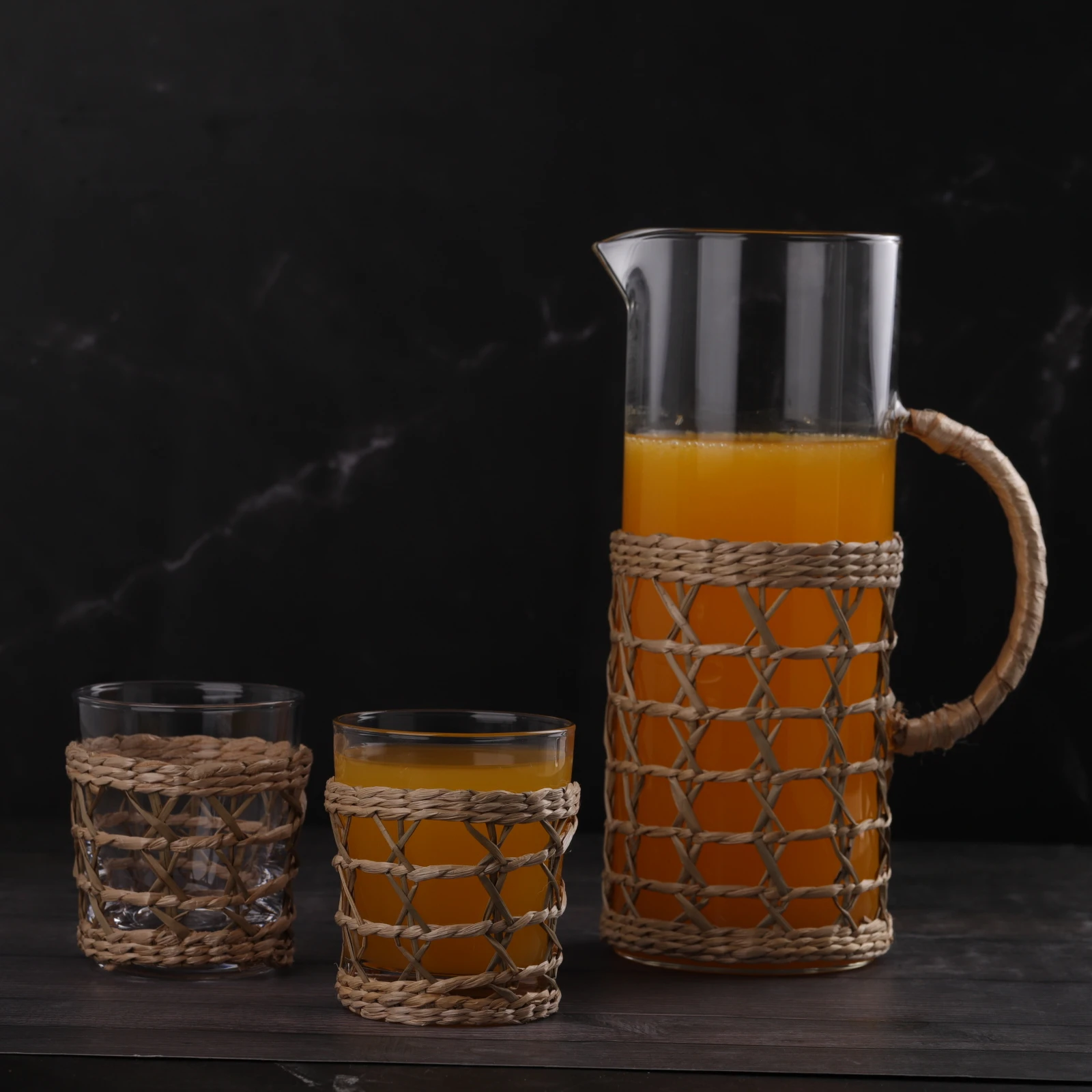 rattan wrap glass rattan/wicker wrapped water glass