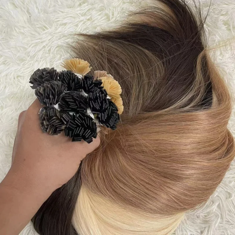 Letsfly Virgin Hair Flat Tip Hair Extensions Natural Real Human Hair Keratin Brown Blonde 50g/pack 18-30inch For Woman