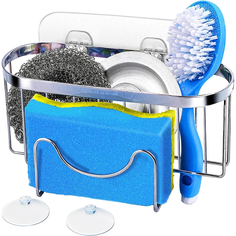 Stainless Steel 3 In 1 Hanging Caddy Dish Sponge Holder For Kitchen Sink Organizer