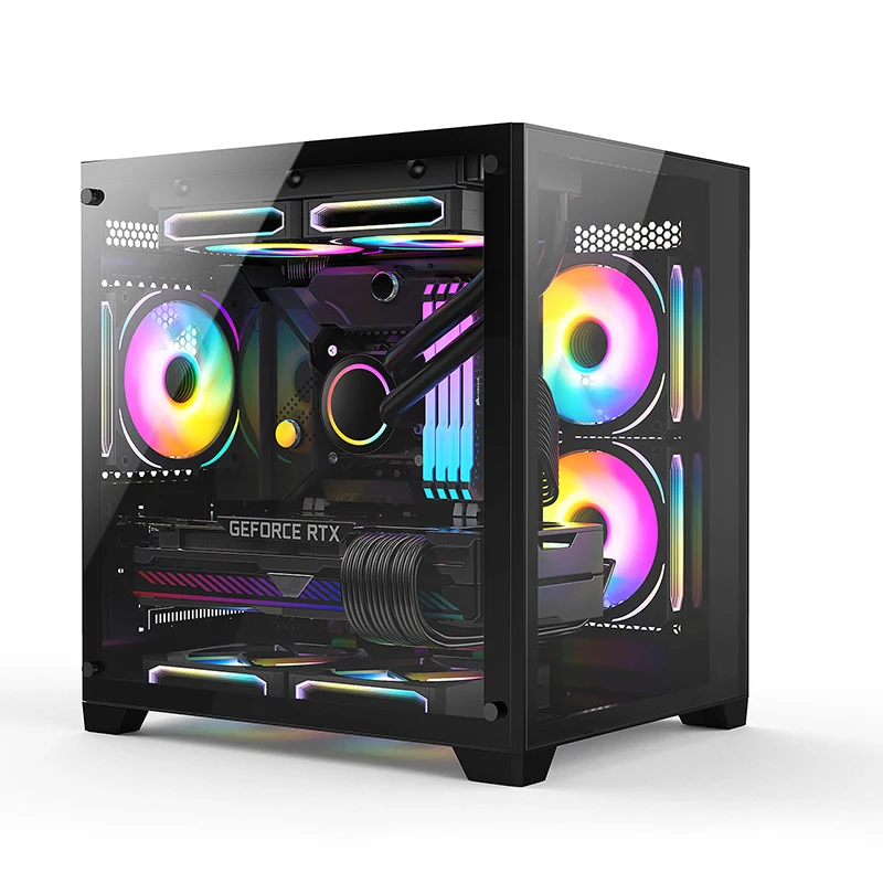Wholesale Price Pc Gaming Case Atx Custom Pc Cabinet Computer Case With Rgb Strip Lights Gaming Case Pc Computer