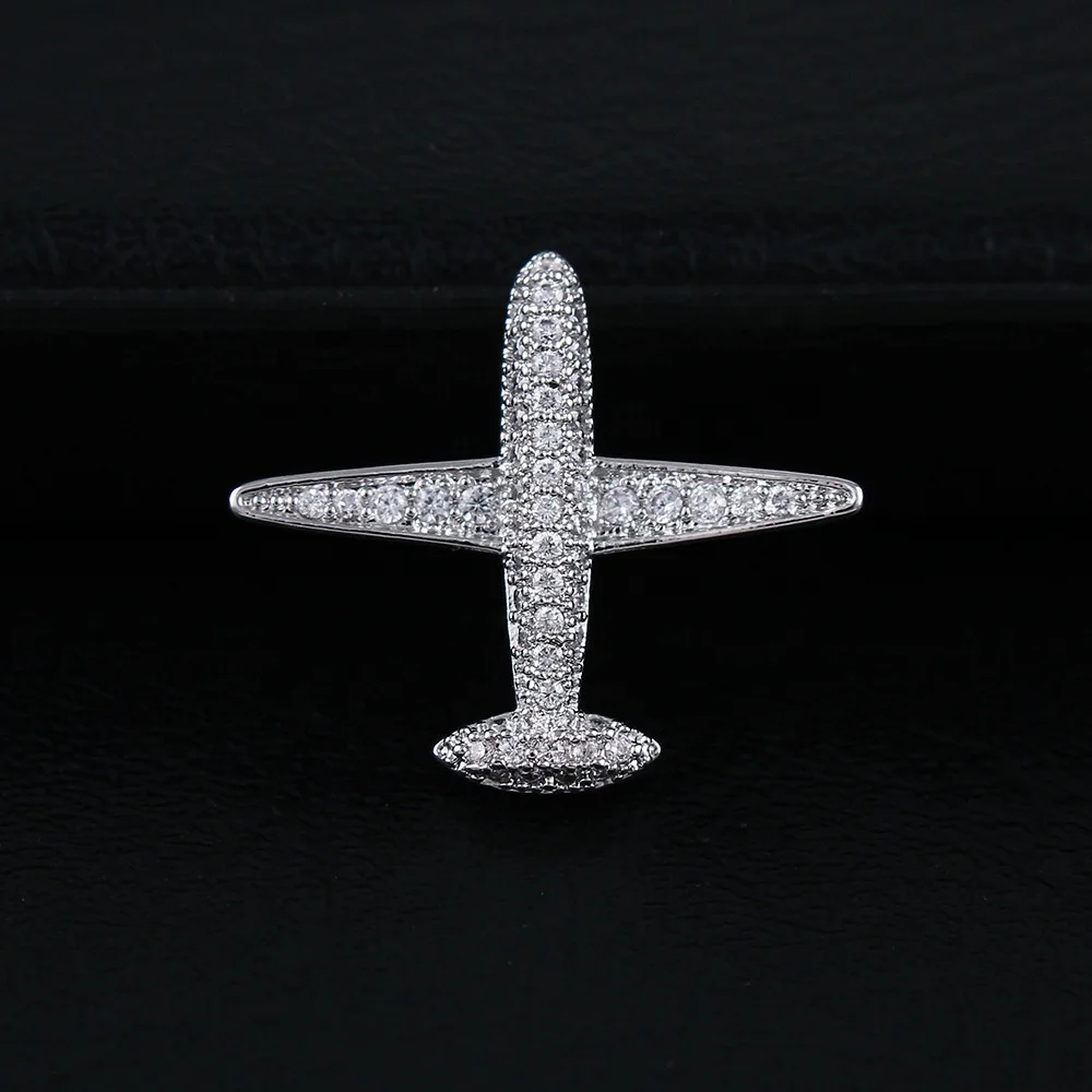 valentines day gift Cheap Men wedding Brooch Decorative Zircon airplane Pin Fashion Accessories Jewelry Gift Hijab plane Pins
