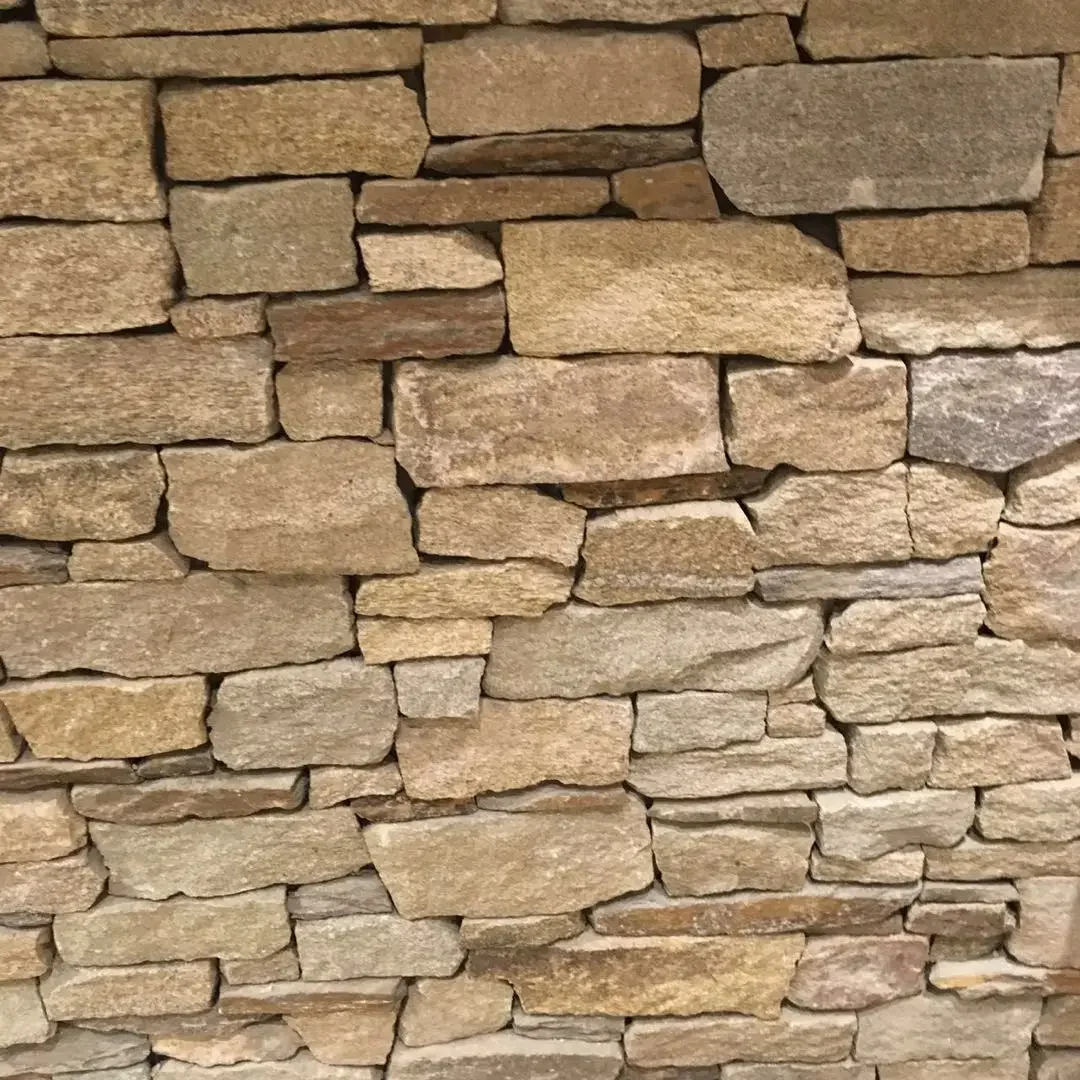 Yellow Loose Strips Wall Cladding Natural Stone Exterior Wall Stone Cladding Exterior Stone Veneer