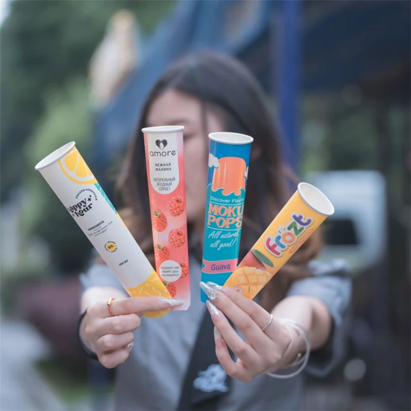 Custom design calippo tubes squeeze paper cup Ice lolly tube