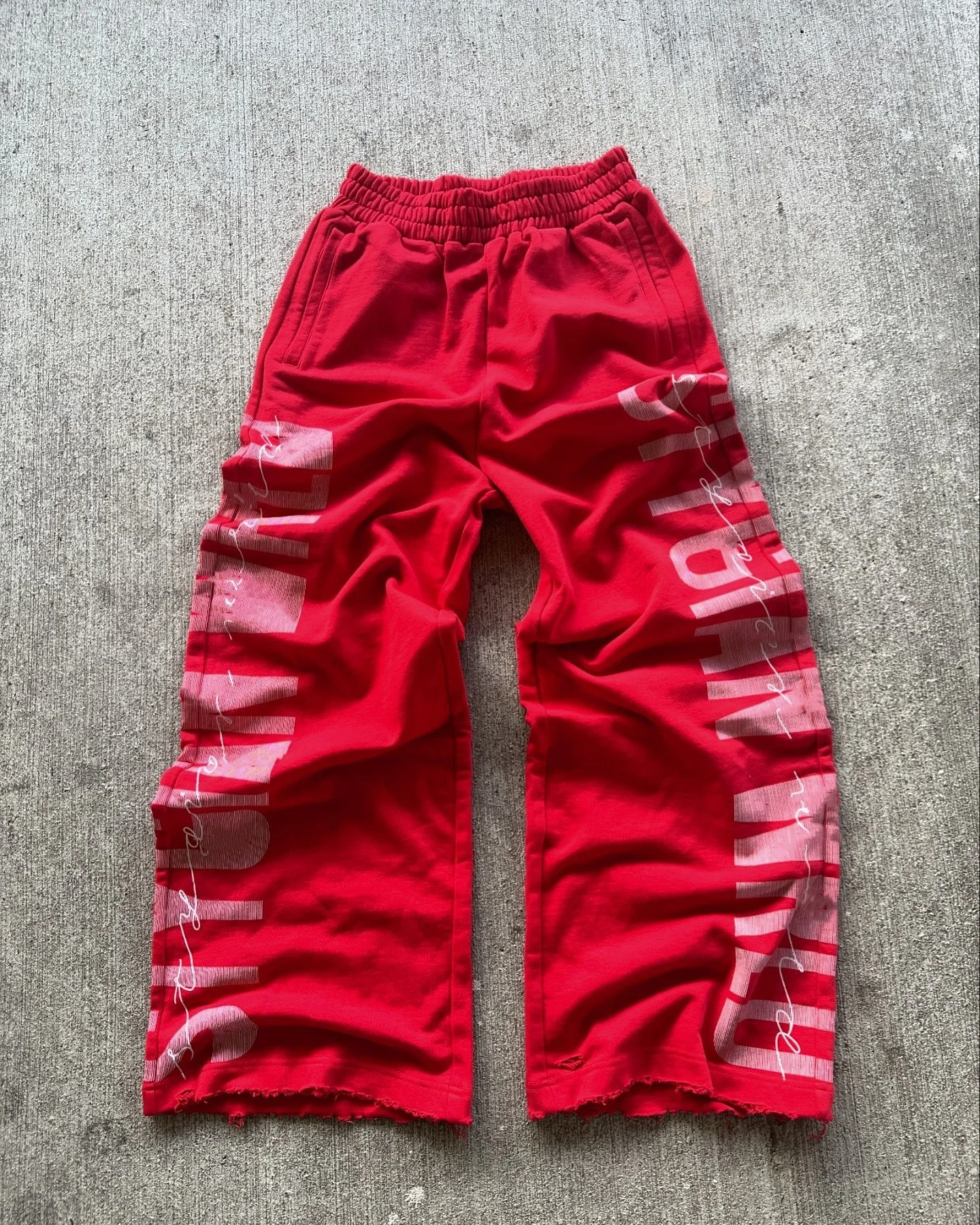 Customized logo heavyweight cotton loose wide leg jogger printing cotton sweat jogger track pants for men