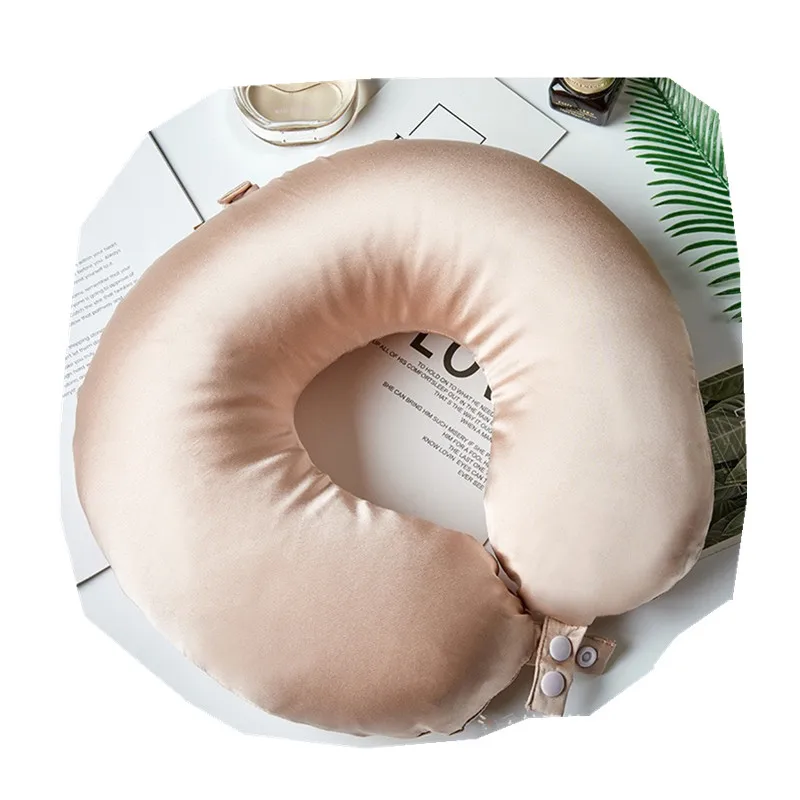 Mulberry silk U shape neck pillow travelling micro-beads U car pillow