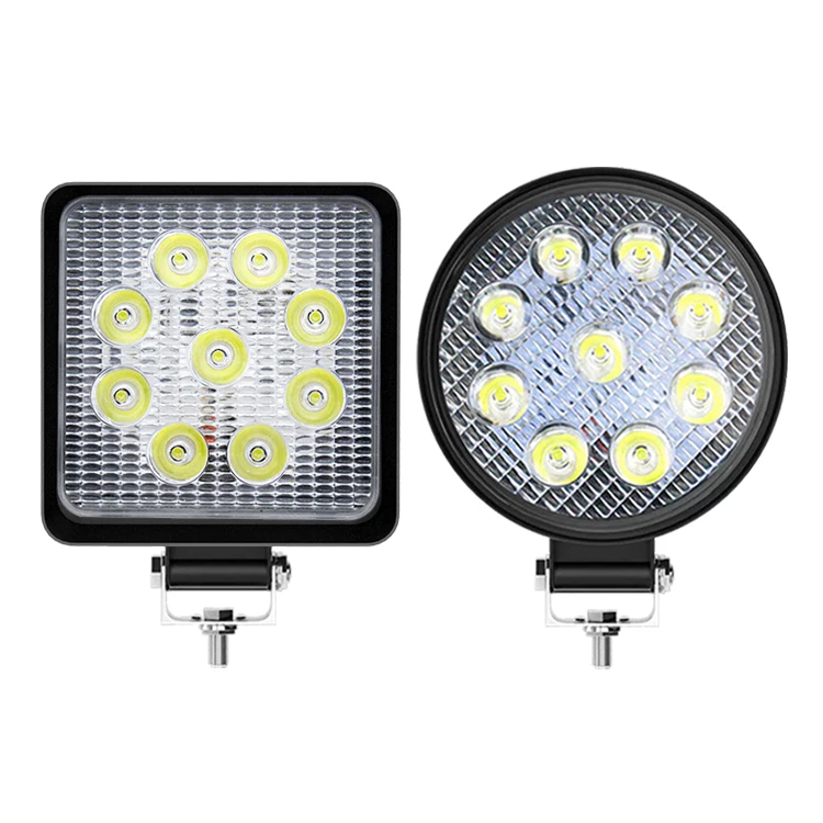 Good quality 27w 20mm aluminum 12v 24v motorcycle led work light round work light offroad car led