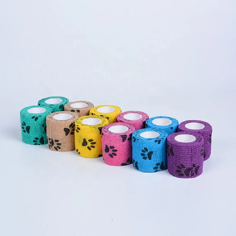 Bulk Wholesale Custom Logo Printing Medical Supplies Non Woven Easy Tear Self Adhesive Vet Wrap Cohesive Elastic Bandag