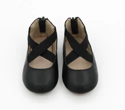 High Quality Elastic Band Rubber Sole Kids Ballet Flats Genuine Leather Shoes For Baby Girls