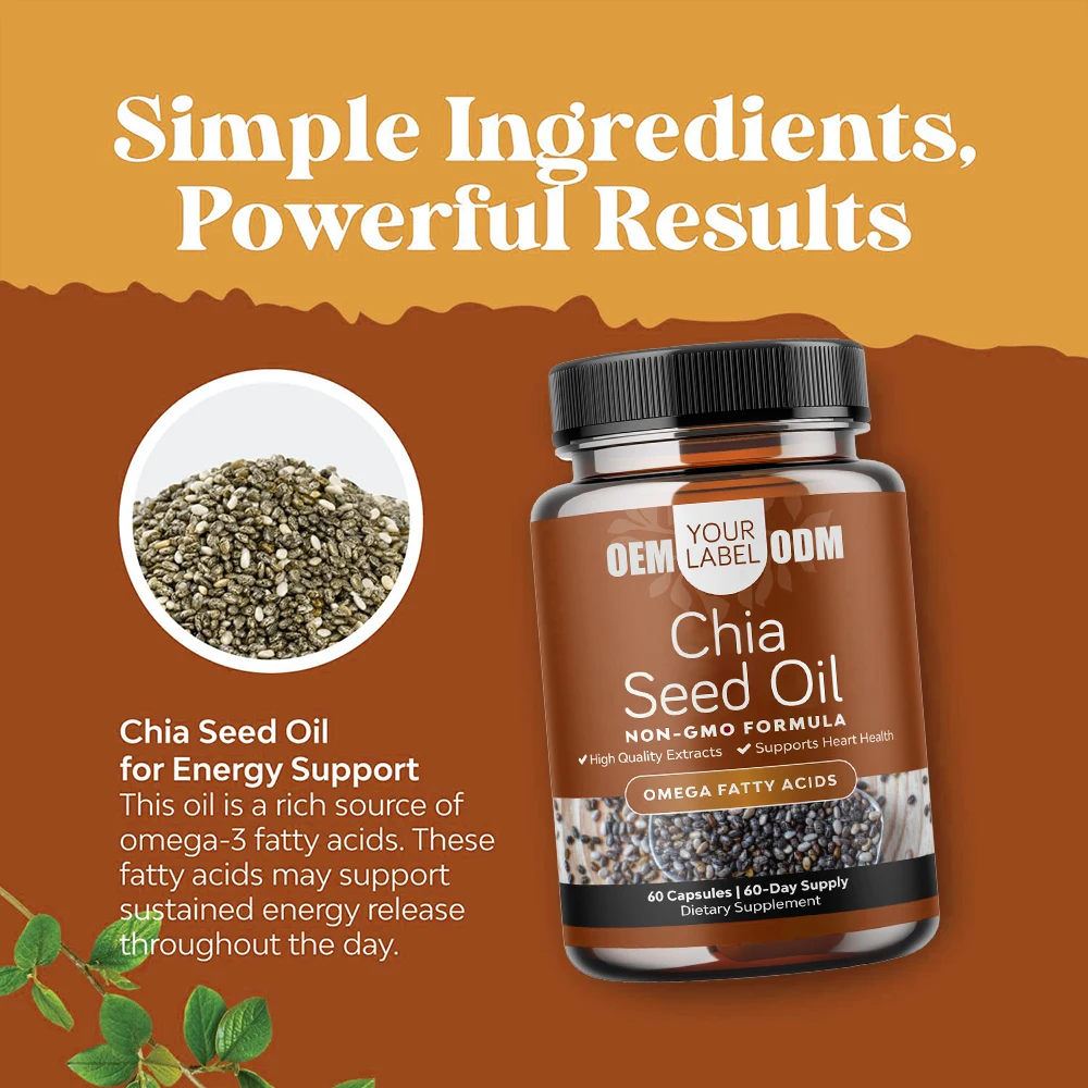 OEM Rich Source of Healthy Nutrients Organic Chia Seed Oil Capsule For Hair Growth Chia Oil Softgels