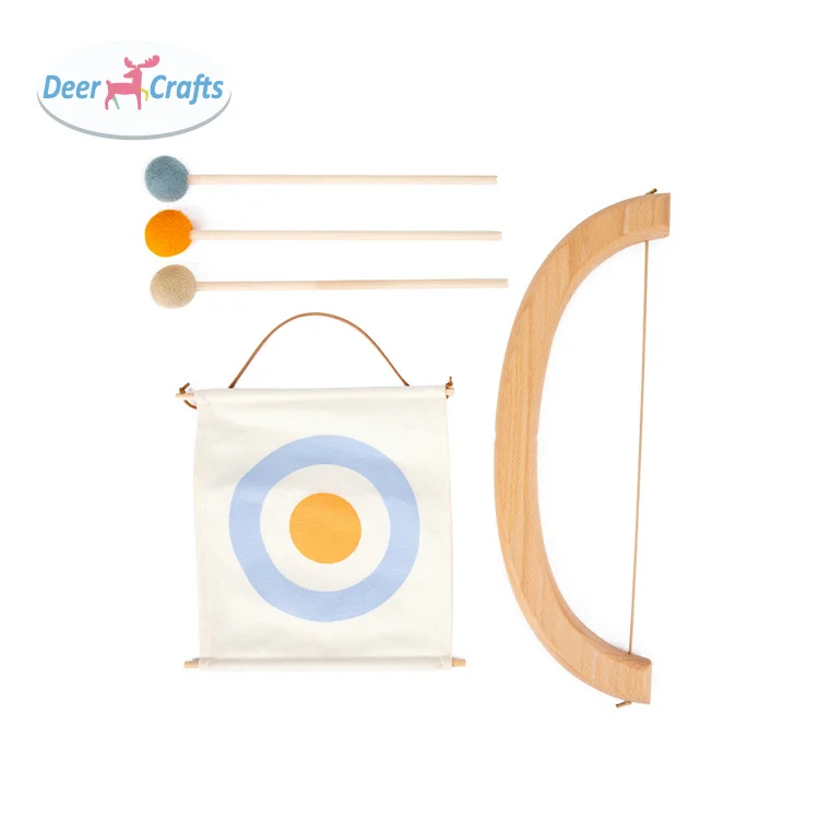 Toy Childhood Indoor Shooting Sports Game Training Hand-eye Coordination wooden bow and arrow Educational Wooden Toys DA01446