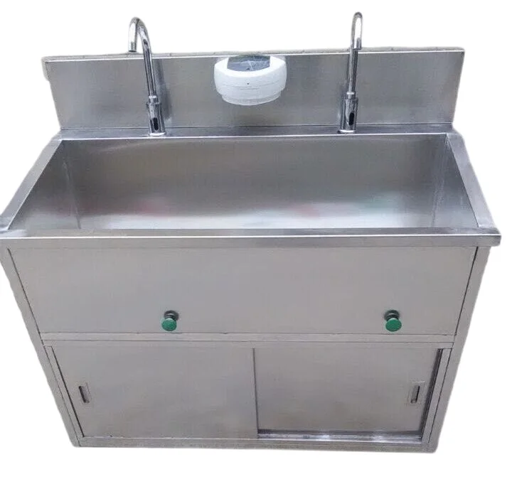 Ginee Medical Two Person Position New Arrival Hospital Automatic Sensing Faucet Medical Basin Portable Hand Washing Sink