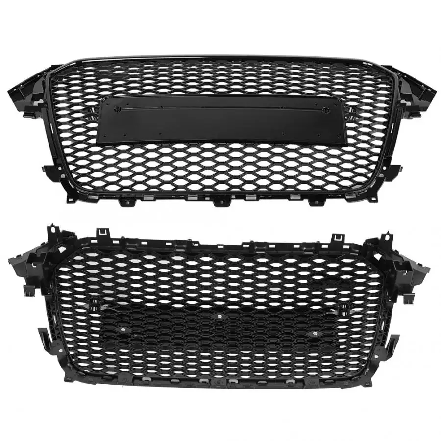 For RS4 Style Front Sport Hex Mesh Honeycomb Hood Grill Gloss Black for Audi A4/S4 B8.5 2013 2014 2015 2016 auto accessories