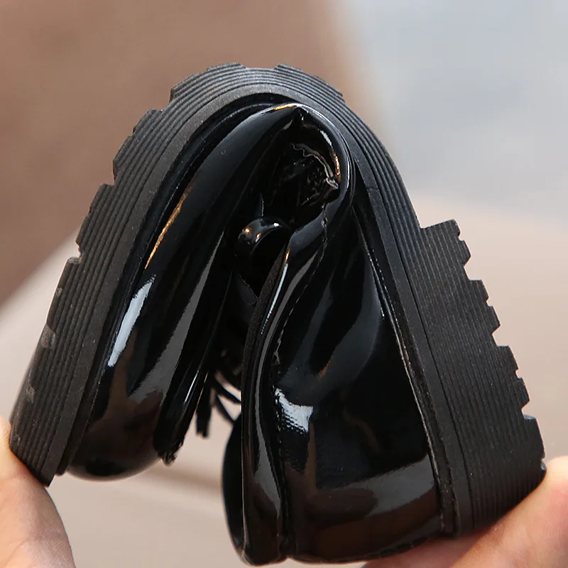 Top Leader New Girls Black Dress Leather Shoes For Children Wedding Patent Leather Kids School Oxford Shoes Flat Fashion Rubber