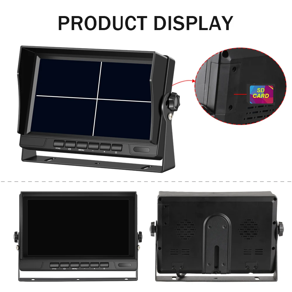 7 inch 4CH Available Bus Truck DVR 1080P IPS Color Monitor RearView IP68 Waterproof Car LCD Monitor