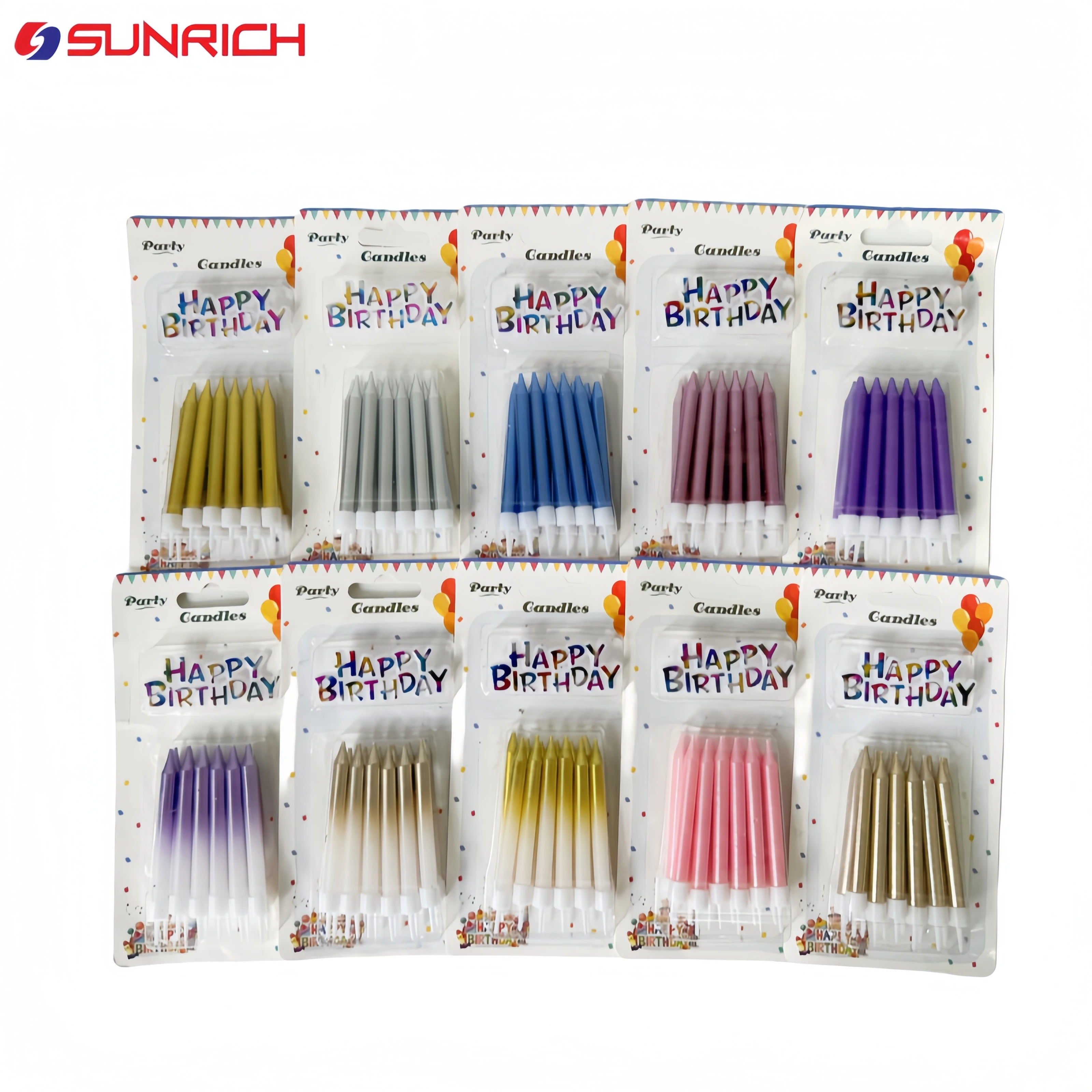 Wholesale Happy Birthday Candle Colors Cake Candles Birthday Party Decoration Stick Candles