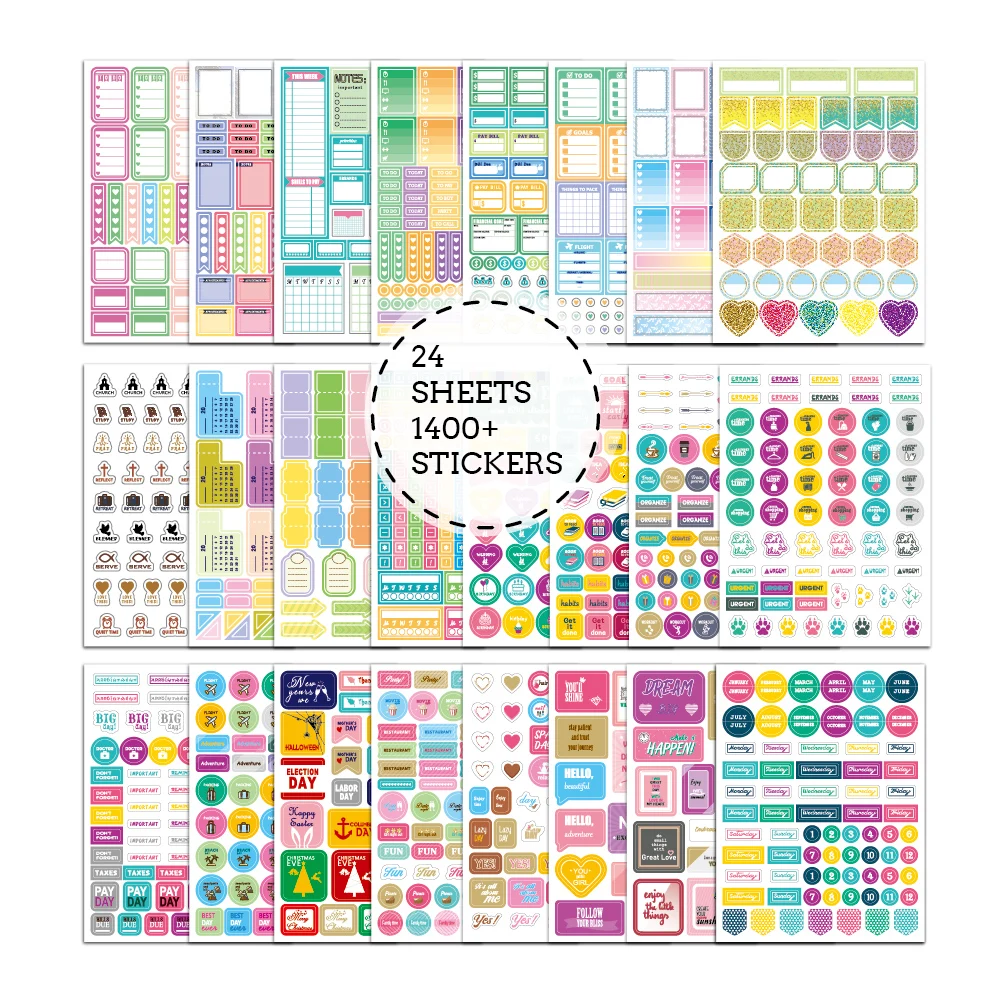 24 sheets  inspirational holiday planner sticker set a5 agenda sticker for daily weekly monthly planner sticker sheet