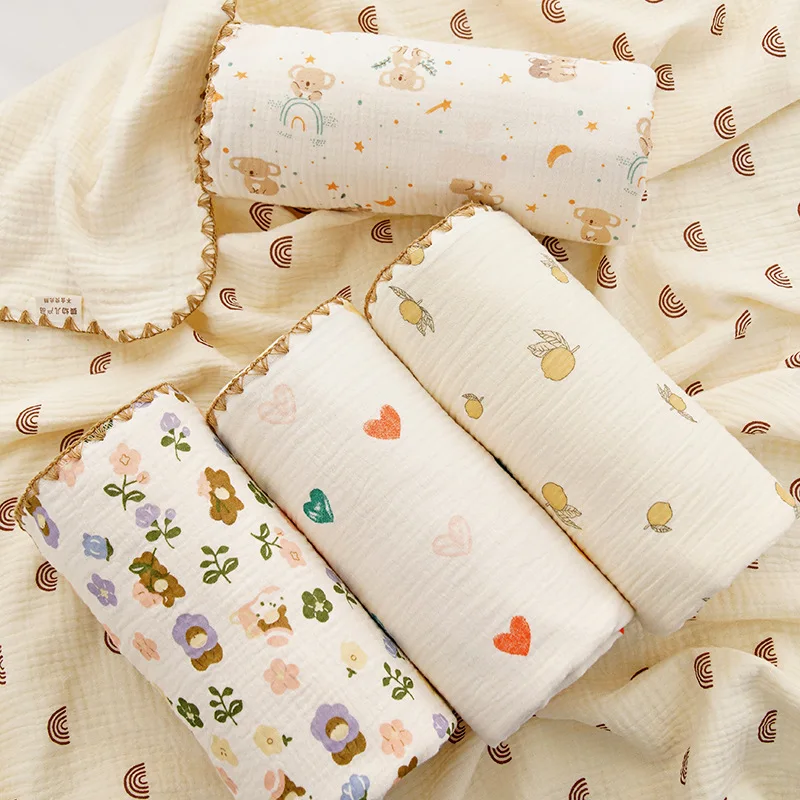 High-quality Cartoon Printed Four-layer Crepe Blanket air Conditioner Summer Cool Quilt Newborn Summer Gauze Blankets