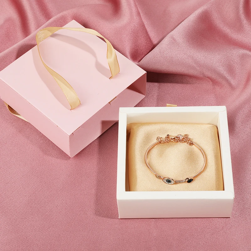 Custom Luxury  Magnetic Closure drawer pink Paperboard Ring Necklace Jewelry Gift Packaging Box for women