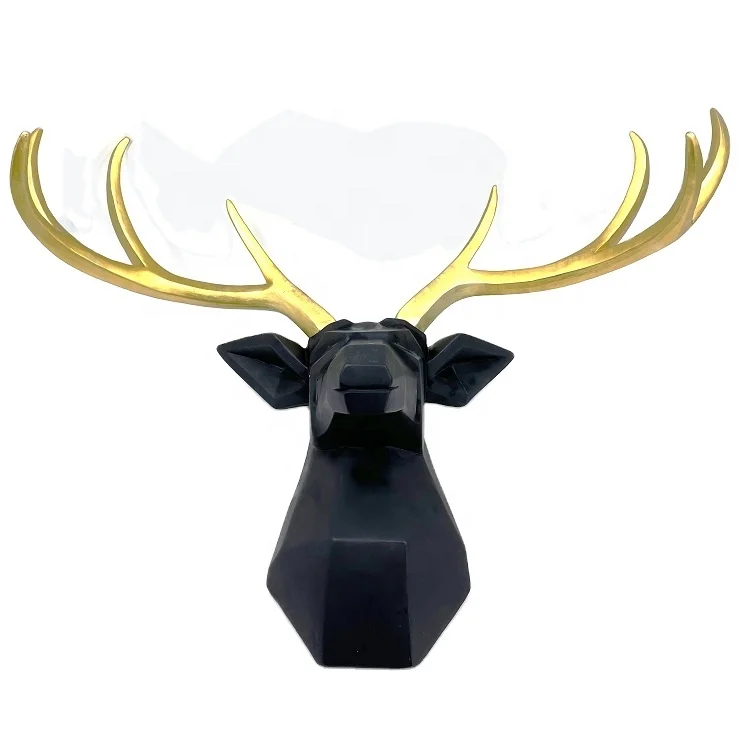 hot sale home wall hanging  decoration resin wall deer wall  head,resin black home decor 3d deer head statue