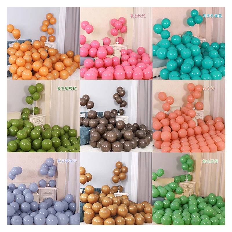 High Quality 12-Inch Retro Color Latex Balloons for Party Supply for Halloween Graduation Holidays Easter Decorations