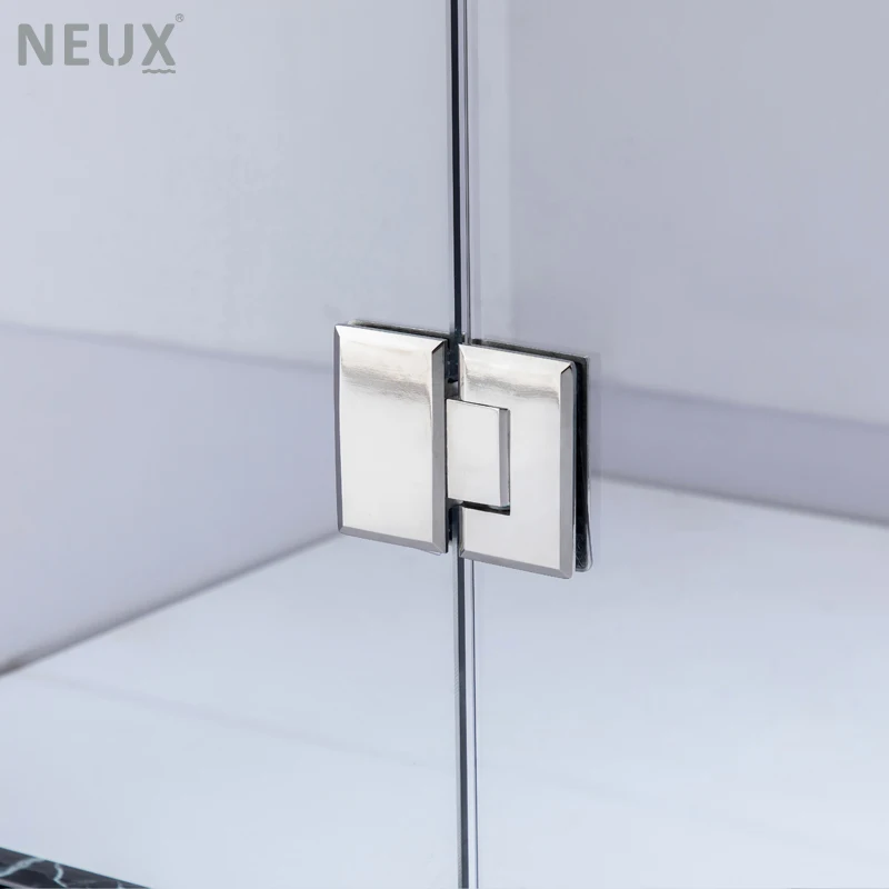 Modern Hotel High-end Shower Box Rectangle 8mm Glass Hinged Frameless Shower Door With 304 Stainless Steel Clamps