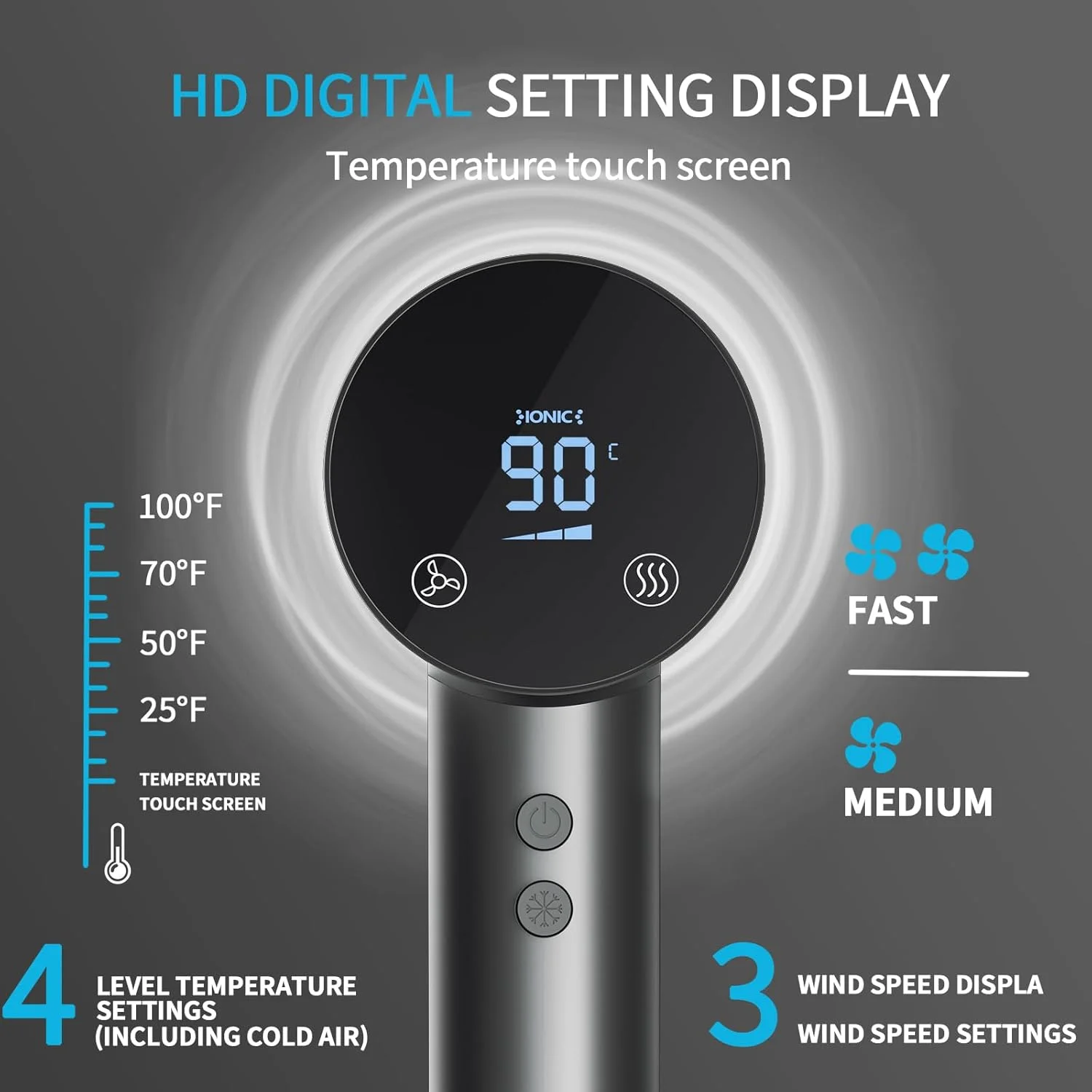 Custom Professional Hair Dryers With Display 1500W High Speed Fast Drying Hair Blower One Step Salon Plasma Ion Hair Dryer