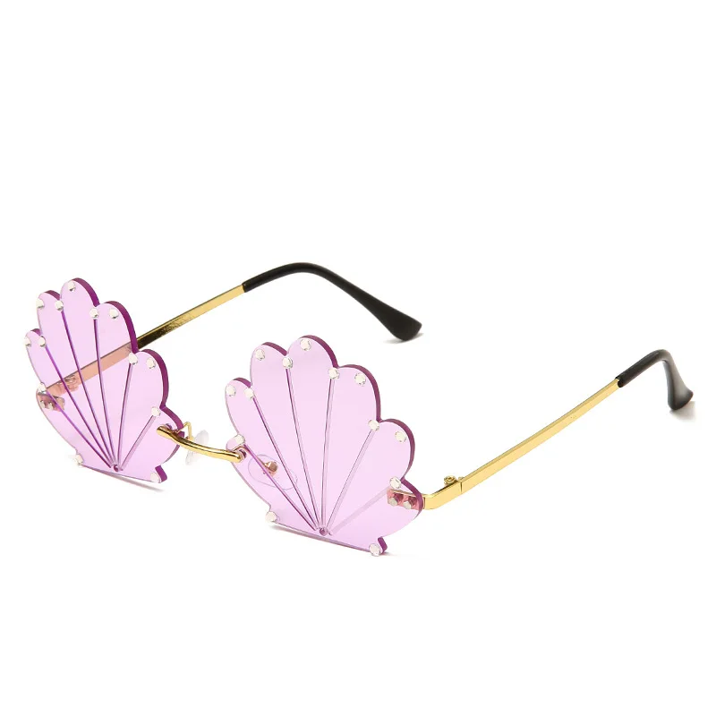 
2021 wholesale beach shell anti UV exaggerated glitter wedding props glasses luxury sun glasses fashion funny uv sunglasses 