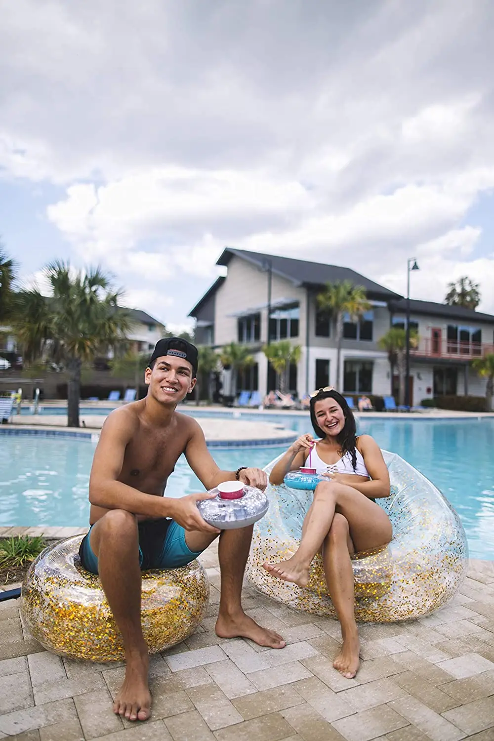 Inflatable Holographic Glitter Chair Perfect for Kids Rooms Game Rooms Dorms Parties Indoors and Outdoors Easy Set up