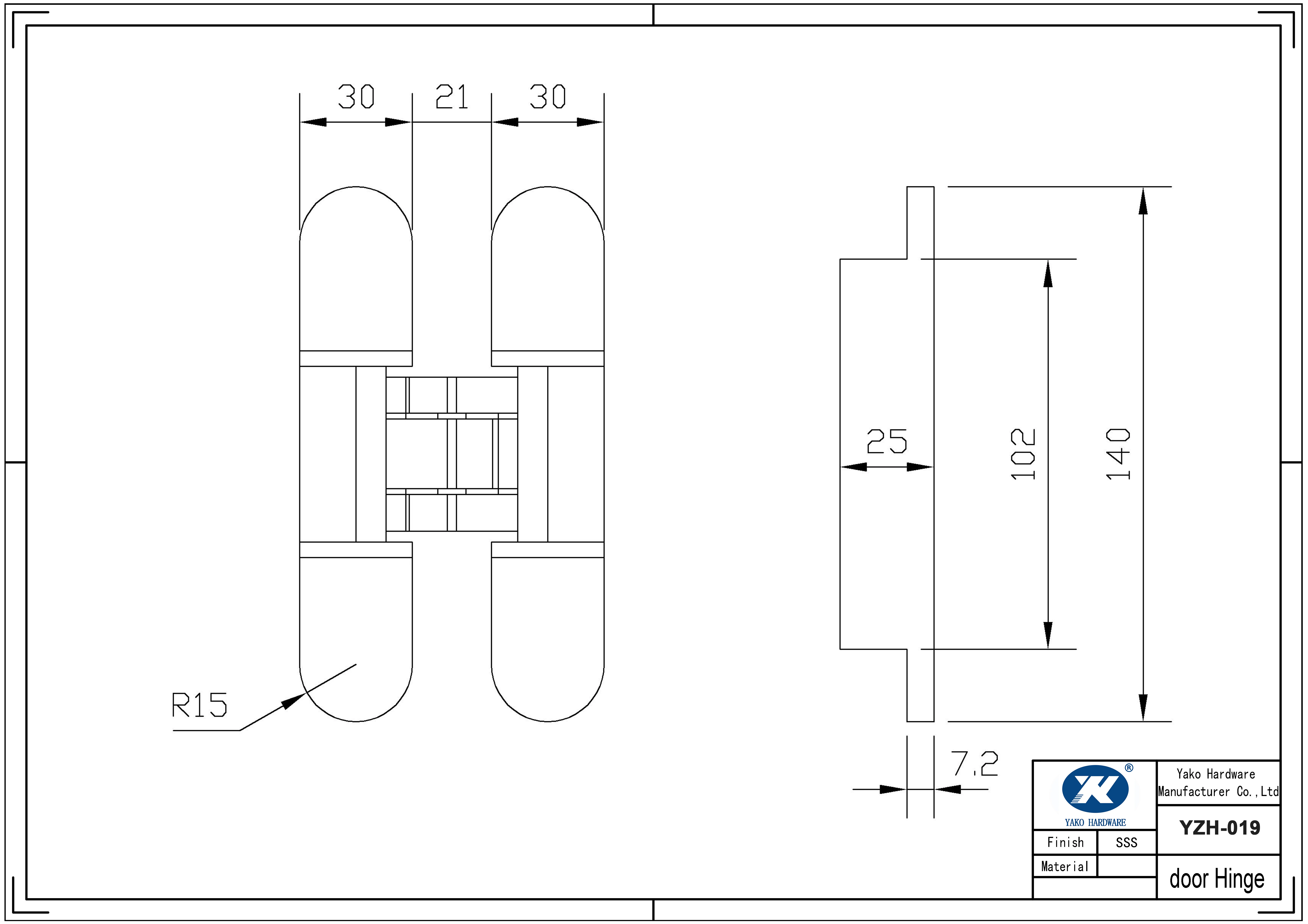 Furniture Hardware 180 Degree Invisible Folding Door Hinge Concealed Hinge
