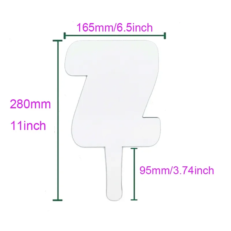 Sublimation blank white Large size Z Shape Hand Paddle Church Fans memorial Graduation Paddle Fans