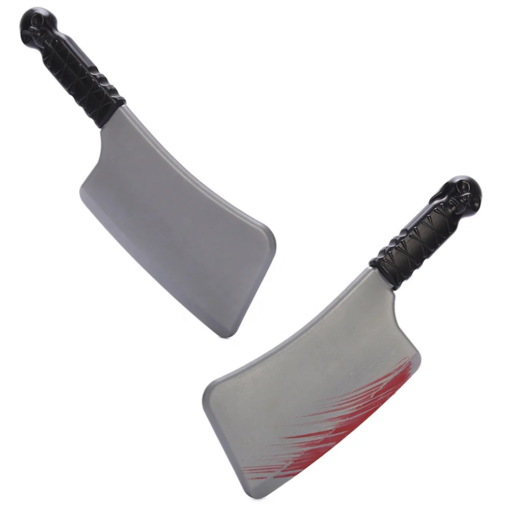 Halloween Plastic Knife Role Play Realistic Scary Plastic Props Toys Kitchen Pranks Fun Fools Day (Butcher Knife)