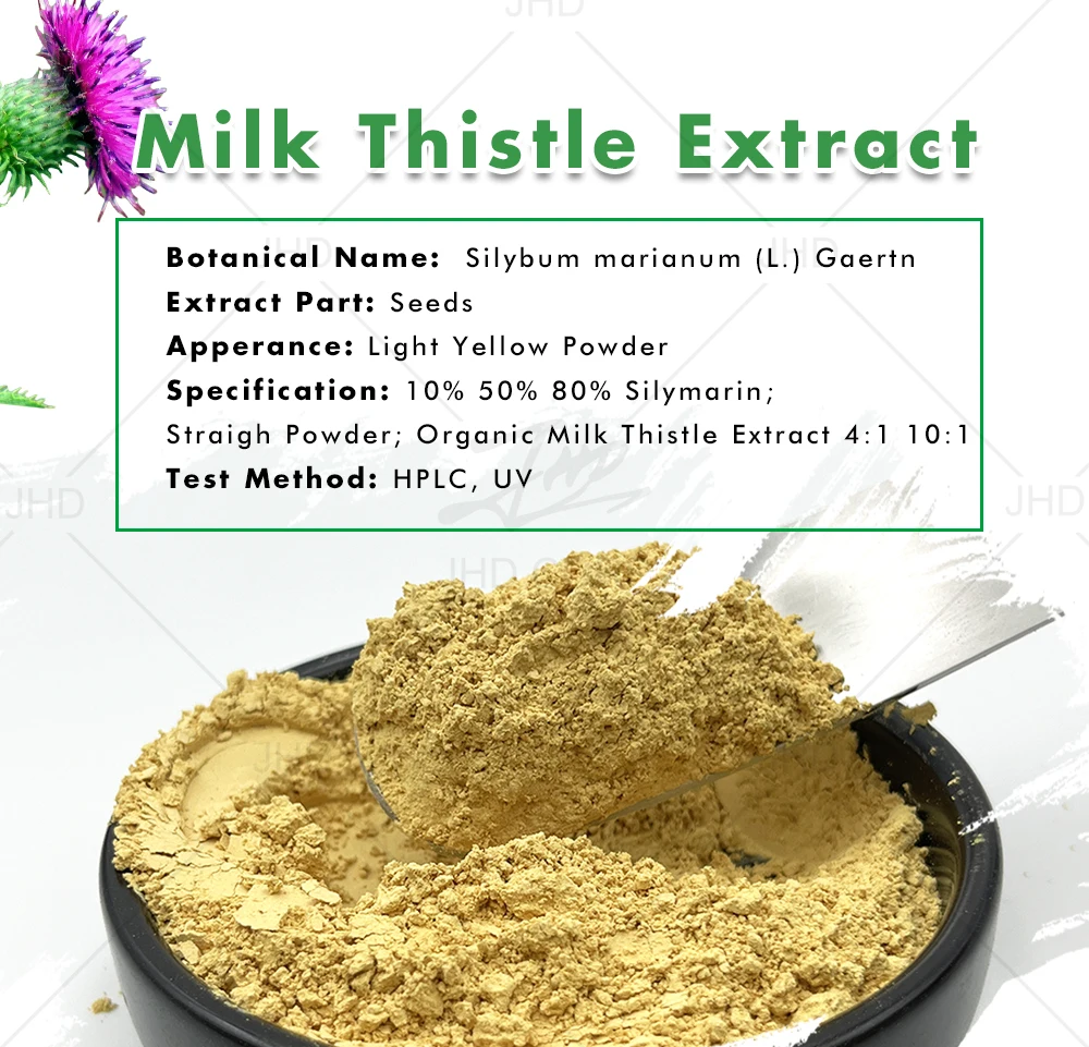 USA EU Warehouse Natural Liver Protection Supplement Silymarin Powder 10% 50% 80% Milk Thistle Extract