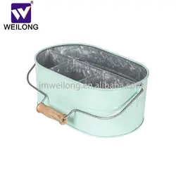 Galvanized Metal Caddy 4 grids Oval Beer Bucket  Household Utensil Holder
