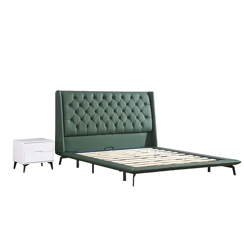 Customized Stylish 5 Star Hotel Genuine Leather Relax Modern Queen Size Bed