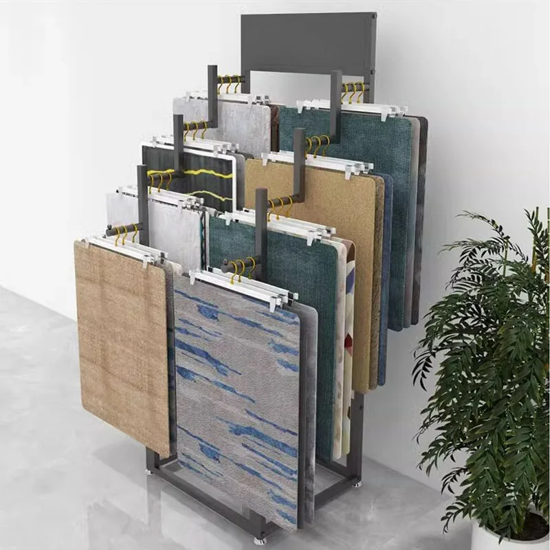 Customized Single And Double-Sided Metal Display Racks Home Store Display Carpet Shelves Carpet Racks