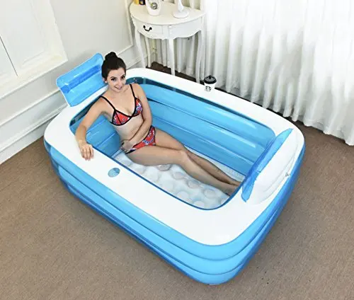 Inflatable Adult Bathroom Spa Blow Up Air Bath Tub w/Cushion  Free-Standing  Bathtub  Foldable Portable