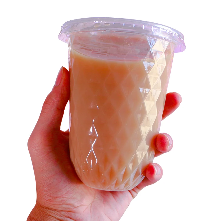  500ml U shape bubble tea cup custom logo milk disposable plastic cups with