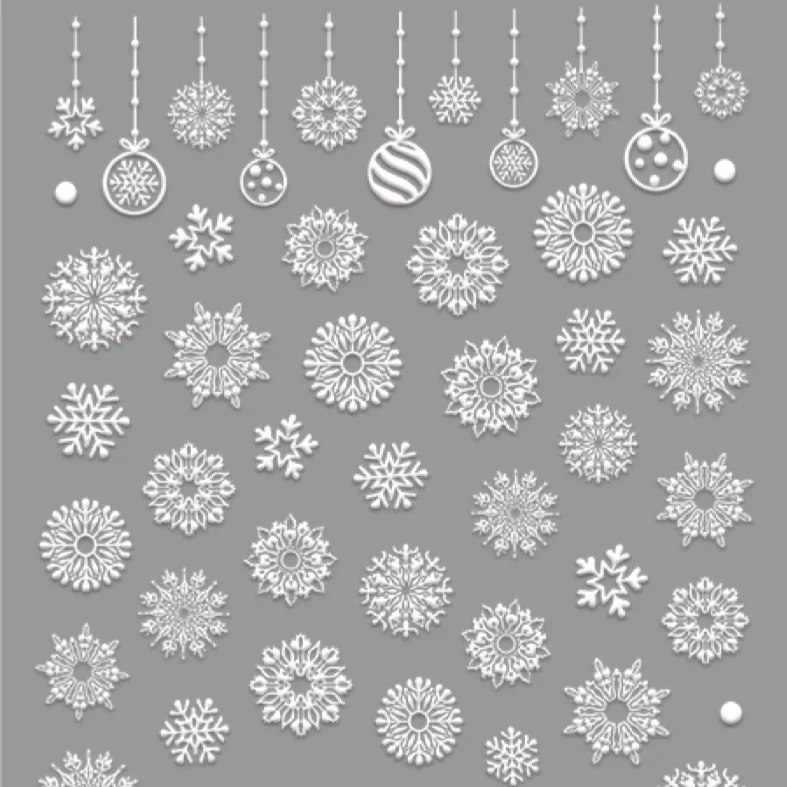 Customized Nail Stickers 5d Relief Decal Design Self Adhesive White Flower Nail Art Decoration