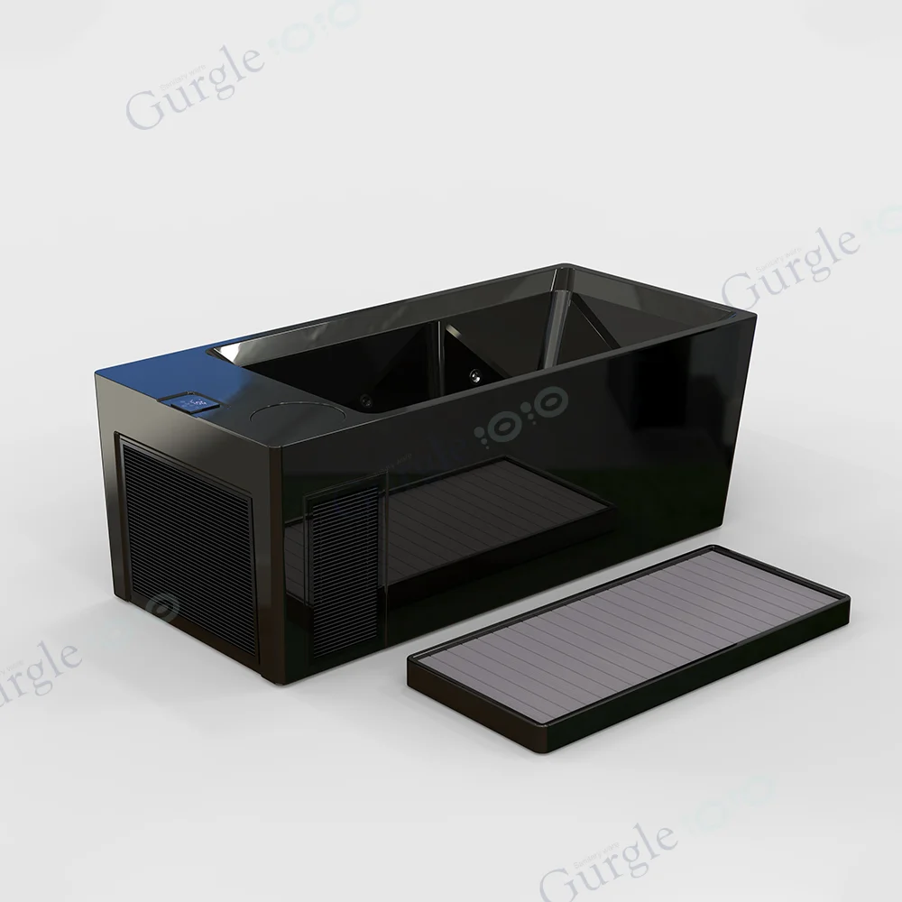 1.9m Freestanding Acrylic Ice Bath Tub LED Light  Body Recovery Cold Plunge All In One Cold Plunge With Water Chiller